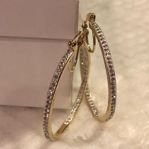 18k Gold Inside Out Genuine Crystal Hoops
